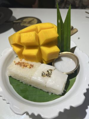 the classic mango sticky rice  at Vegan Mahanakhon in Bangkok