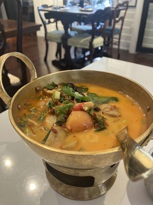 Tom Yam 215 baht  at Vegan Mahanakhon in Bangkok