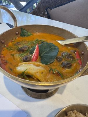 
EARTHSTAR MUSHROOM WITH CLIMBING WATTLE CURRY  at Vegan Mahanakhon in Bangkok