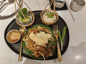 Vegan pad thai at Vegan Mahanakhon in Bangkok