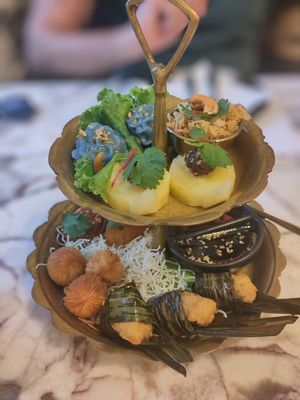 Assorted appetizers at Vegan Mahanakhon in Bangkok