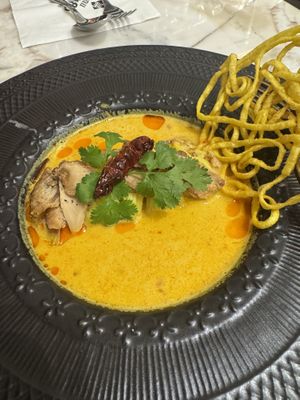 Khao Soi (very spicy even with ‘less spice’) #Veganuary at Vegan Mahanakhon in Bangkok