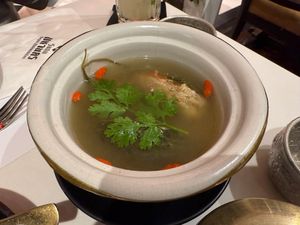 Stuffed bitter gourd broth at Vegan Mahanakhon in Bangkok