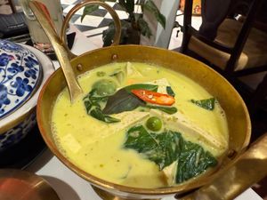 Green curry with tofu at Vegan Mahanakhon in Bangkok