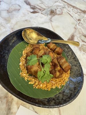 “Pork Belly"  at Vegan Mahanakhon in Bangkok