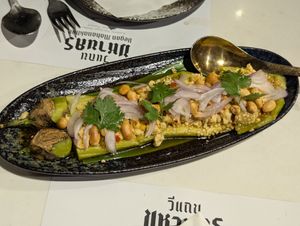 Eggplant salad at Vegan Mahanakhon in Bangkok