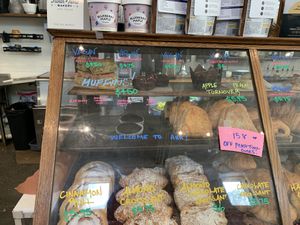 notice: top row, vegan donuts and other sweets  at Ash Coffee in Atlanta