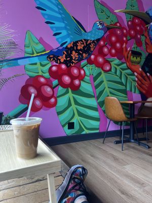 Front wall and window area  at Café Mas in Chicago