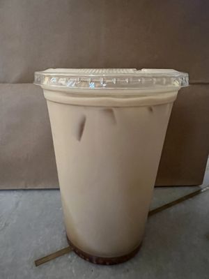 Marzipan latte iced with oatmilk   at Café Mas in Chicago