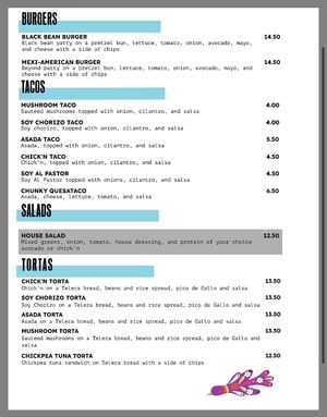 100% vegan menu page 2  at Café Mas in Chicago