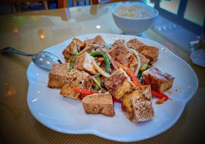 M8 on menu. Fried lemongrass tofu.  at Chay Restaurant in Falls Church