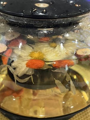 The beautiful flower tea  at Chay Restaurant in Falls Church