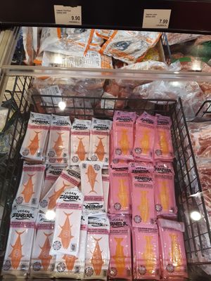 Vegan tuna and salmon in the freezer section #Veganuary at MAM - Modern Asia Market in Seiersberg