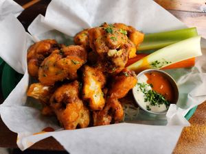 Vegan cauliflower wings (different options for the sauce, I chose buffalo sauce) at Tim's Tavern in Seattle