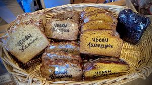 Vegan banana, lemon, pumpkin, and chocolate brownie ! 🌱  at Priscilla's Gourmet Coffee Tea & Gifts in Burbank