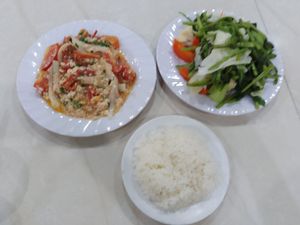 Dinner. The boiled veggies were disappointing at Bồ Đề in Tay Ninh
