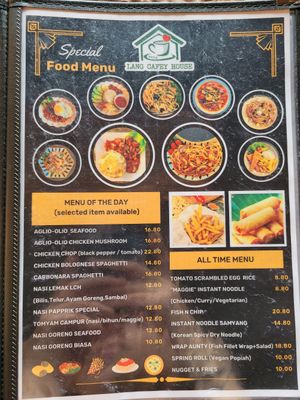 menu at Lang Cafey House in Langkawi