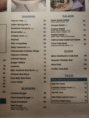 Menu Jan 2024 at Cocoon Day Club in Seminyak