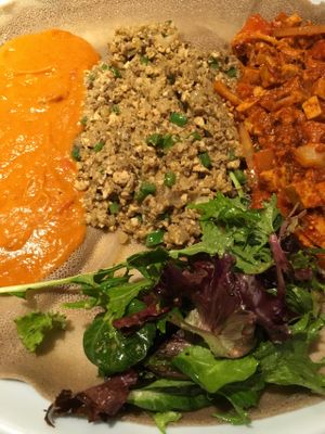 Vegan sampler at Enjera in Arlington