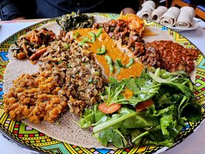 All vegan sharer platter. at Enjera in Arlington