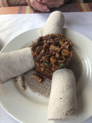 Kantisha mushroom appetizer ….vegetarian very tasty, spicy  at Enjera in Arlington