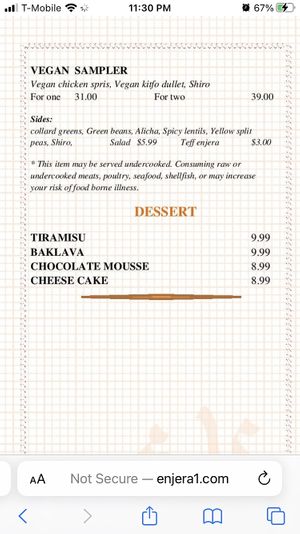 Vegan sampler  at Enjera in Arlington