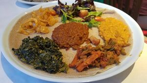 Vegan plate at Enjera in Arlington