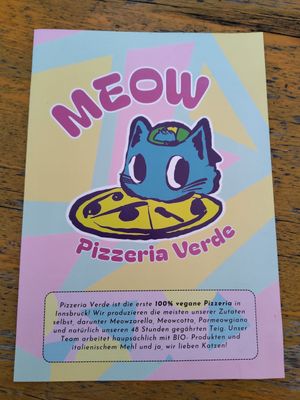 Die Karte von außen at Meow Pizzeria Verde in Innsbruck