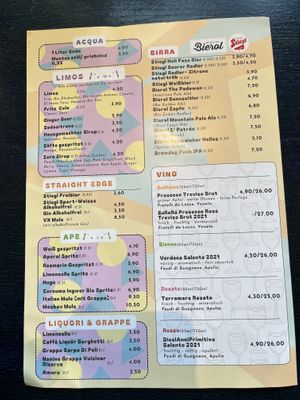 Winter menu  at Meow Pizzeria Verde in Innsbruck