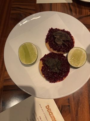 little beet tostadas   at Decimo in London