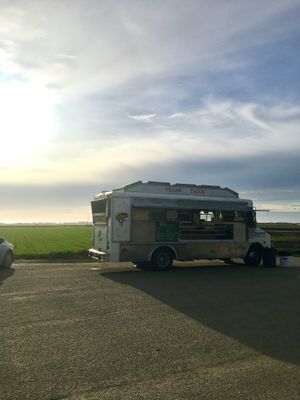 Parking by the Thistle Hut  at Fredo's Vegan Tacos in Castroville