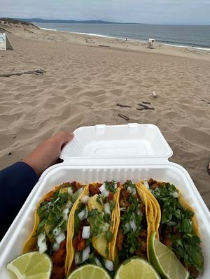 Nothing better than tacos at the beach    at Fredo's Vegan Tacos in Castroville