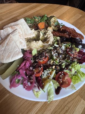 Hummus and veg plate   at 2 Okna Cafe in Krakow