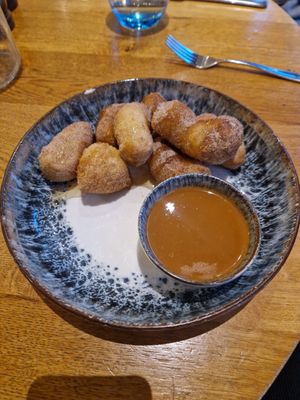 Greek doughnut balls with runny biscoff sauce at Artezzan  in Chester