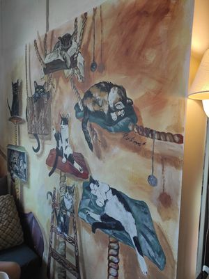 Cat mural at Mačkafé in Bratislava