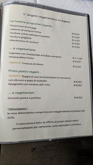 Dedicated menu page at La Riva da Franco in Mondolfo