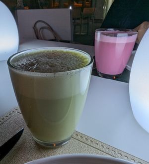 Matcha latte with soy milk (not particularly impressive) at Replika in Dubai