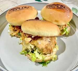 Mini chicken sliders at Replika in Dubai