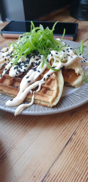 Scallion waffles at Black Mamba in Dundee