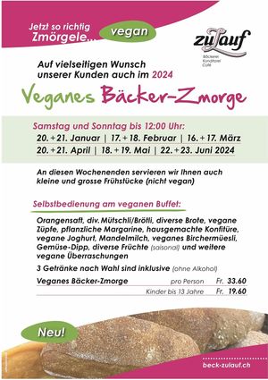 Unser Veganes Bäcker-Zmorge 
Brunchen  at Bäckerei Café Zulauf in Roggwil