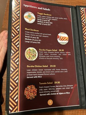 Menu  #Veganuary at Gursha Ethiopian Cuisine in Roseville