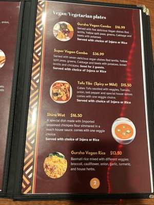 Menu  #Veganuary at Gursha Ethiopian Cuisine in Roseville