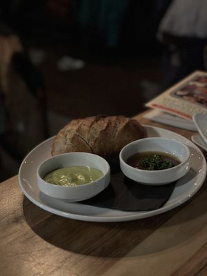 Bread and spread  at Watershed Distillery in Columbus
