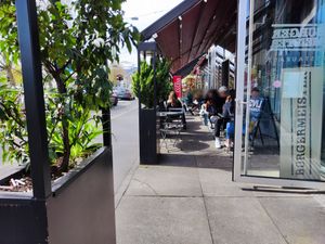 Outdoor seating (noisy) at Burgermeister Kaserne in Zurich