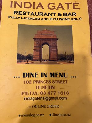Menu  at India Gate Restaurant & Bar in Dunedin