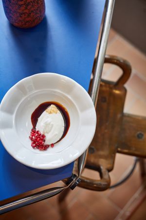 Vegan Malabi at Goli Restaurant in Budapest