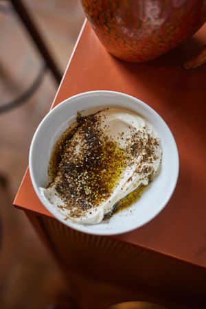 Vegan labneh at Goli Restaurant in Budapest