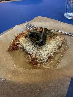 Fried vegan cheese in syrupp  at Goli Restaurant in Budapest