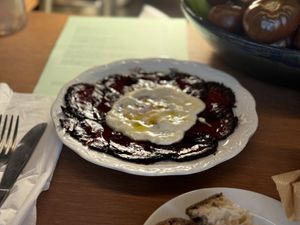 Beet charcoals / horseradish sour cream   at Goli Restaurant in Budapest