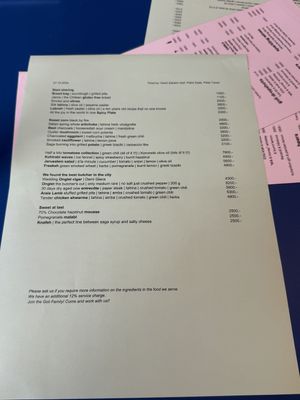 Food menu  at Goli Restaurant in Budapest